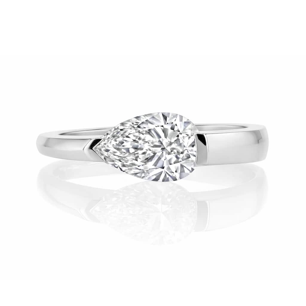 Auriya 14K Gold Suspense Pear Lab Grown Diamond Engagement Ring 1.00 - 5.00ct. tw. (F-G, VS) - White