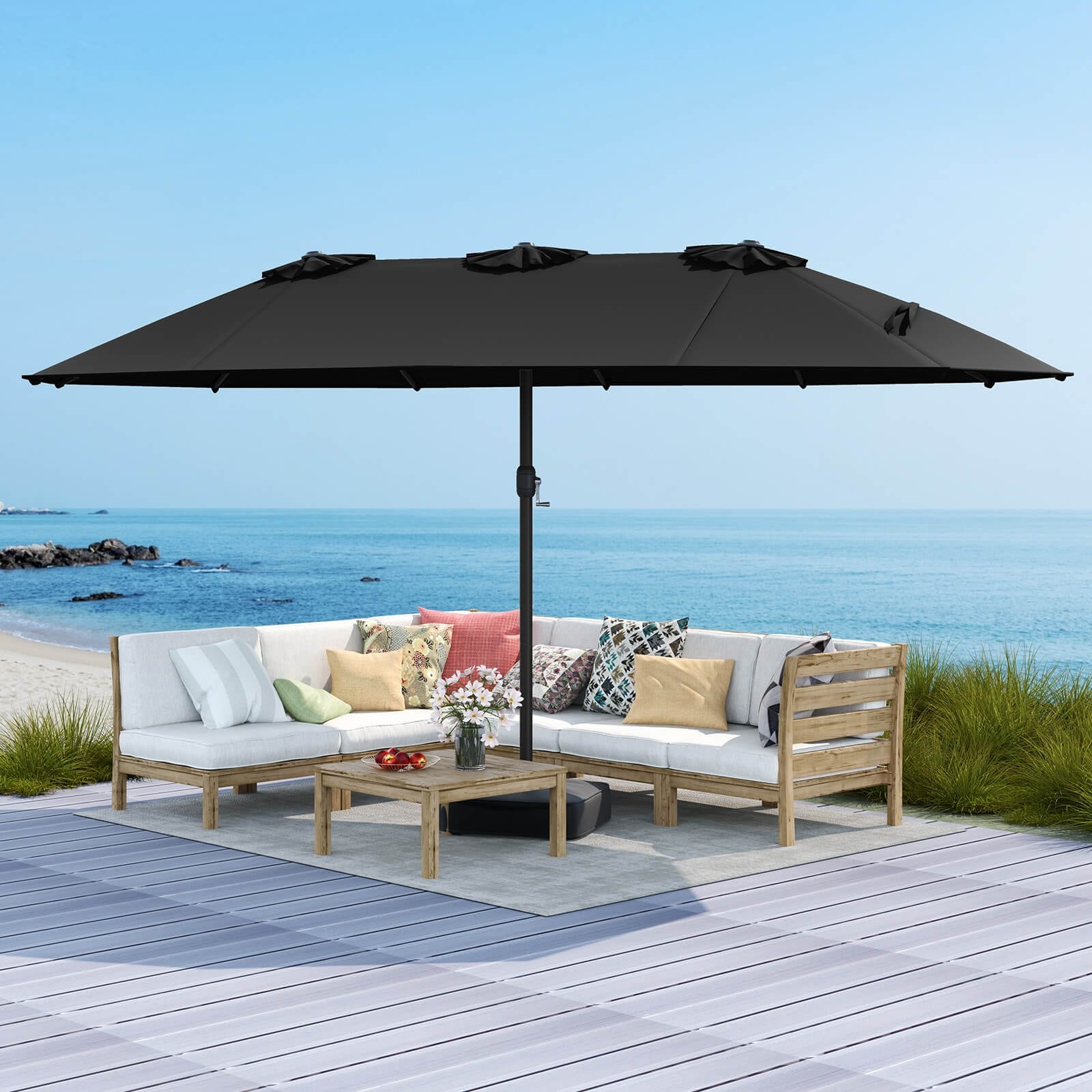 half umbrella patio led OVIOS Color:Titan Silver - Clear Visor QST 94 BLACK Black campaigns_FinalDealsParis Includes a base