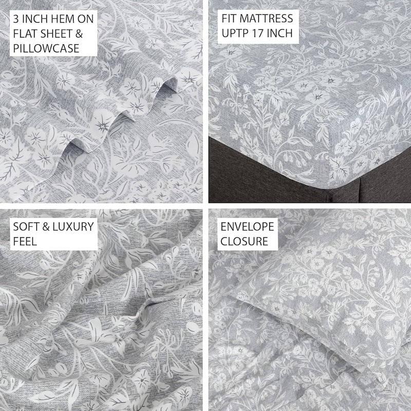 300 Thread Count Cotton Sateen Weave Printed Sheet Set