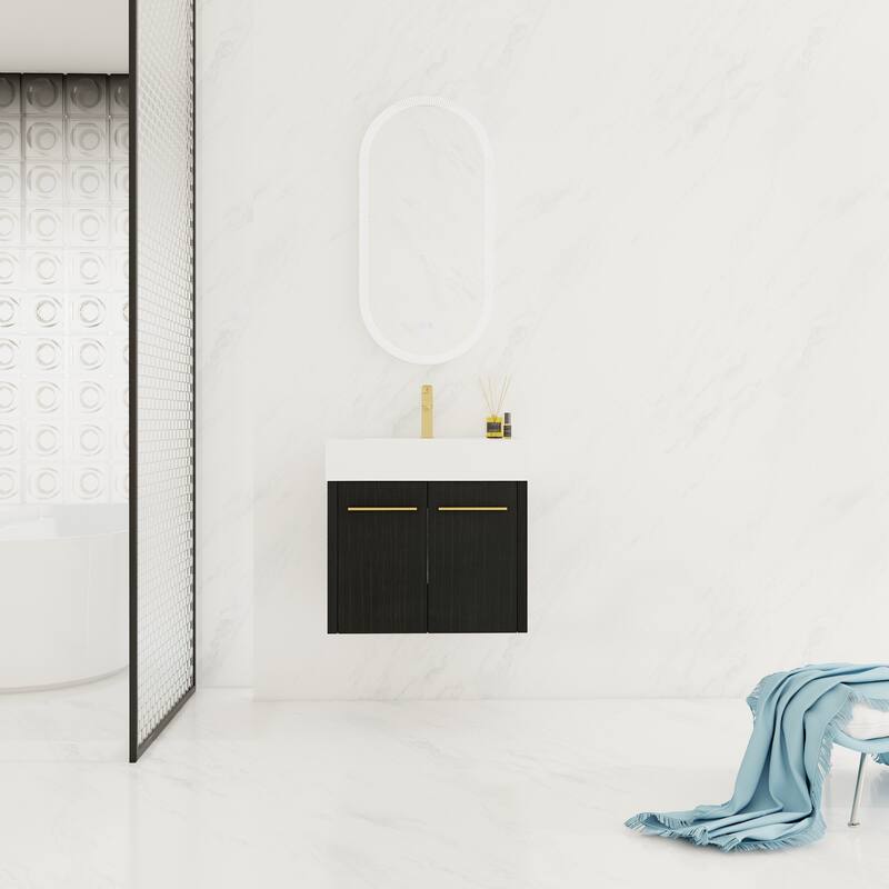 GDFStudio - Blair Wall-Mounted Bathroom Vanity with Thick-Edge Resin Sink