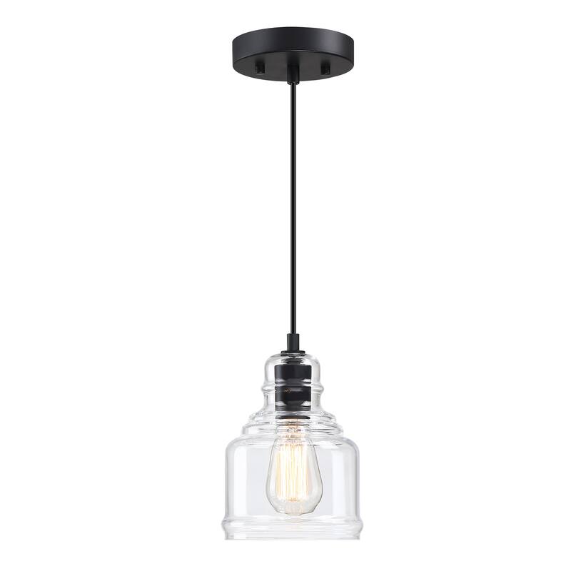 1-Light 70-in Matte Black Mini Pendant Light With Clear Glass Shade