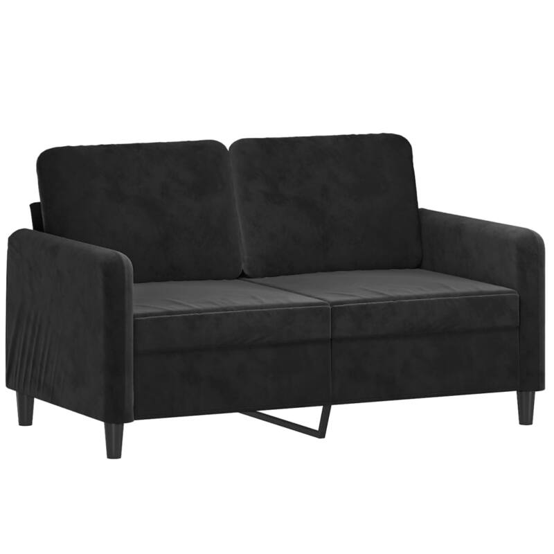 vidaXL Sofa Set Black Velvet, Metal, Plywood, Textilene, Foam Compact - 30.3 x 62.2 x 31.5 in