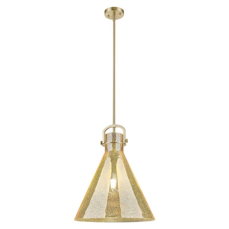 Innovations Lighting Downtown Urban - Newton Cone - 1 Light 16" Stem Hung Arched-Frame Pendant - Champagne Bronze/Mercury Shade