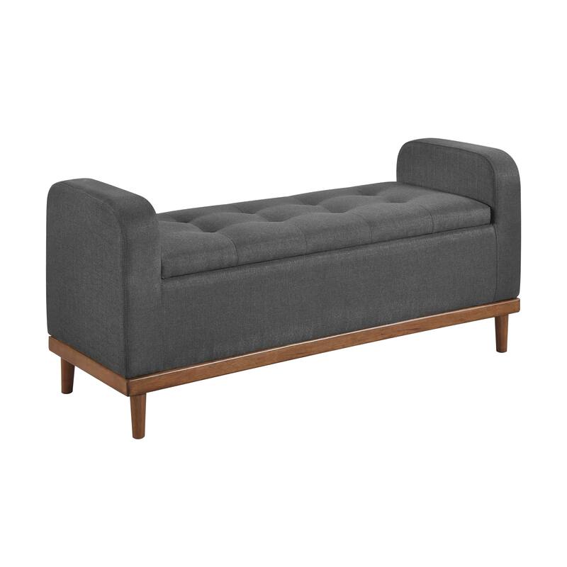 Brighton Fabric Lift Top Storage Bench - Dark Gray