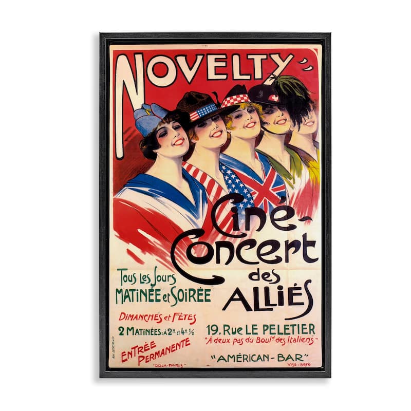 Stupell Vintage Novelty Concert Framed Floater Canvas Wall Art Design By Marcus Jules - 21 x 31 - Black