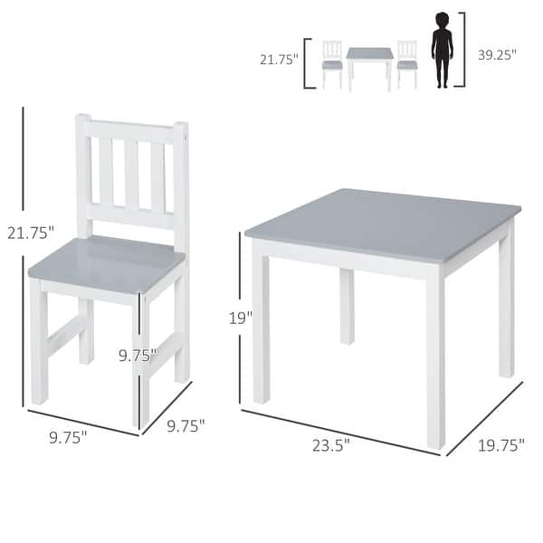 Lightweight Kids Table and Chair Set, 3-Piece Wooden Furniture for Arts, Meals, and Daily Activities, Age 3+