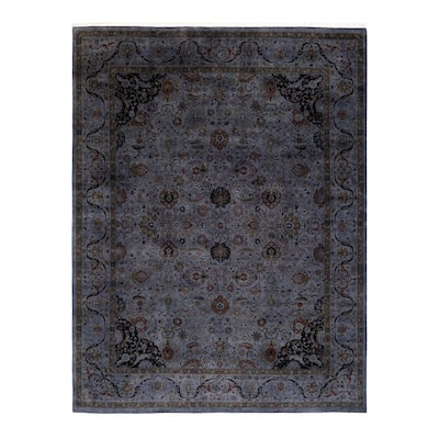 Overton Hand Knotted Wool Vintage Inspired Modern Contemporary Overdyed Gray Area Rug - 8' 1" x 10' 8"