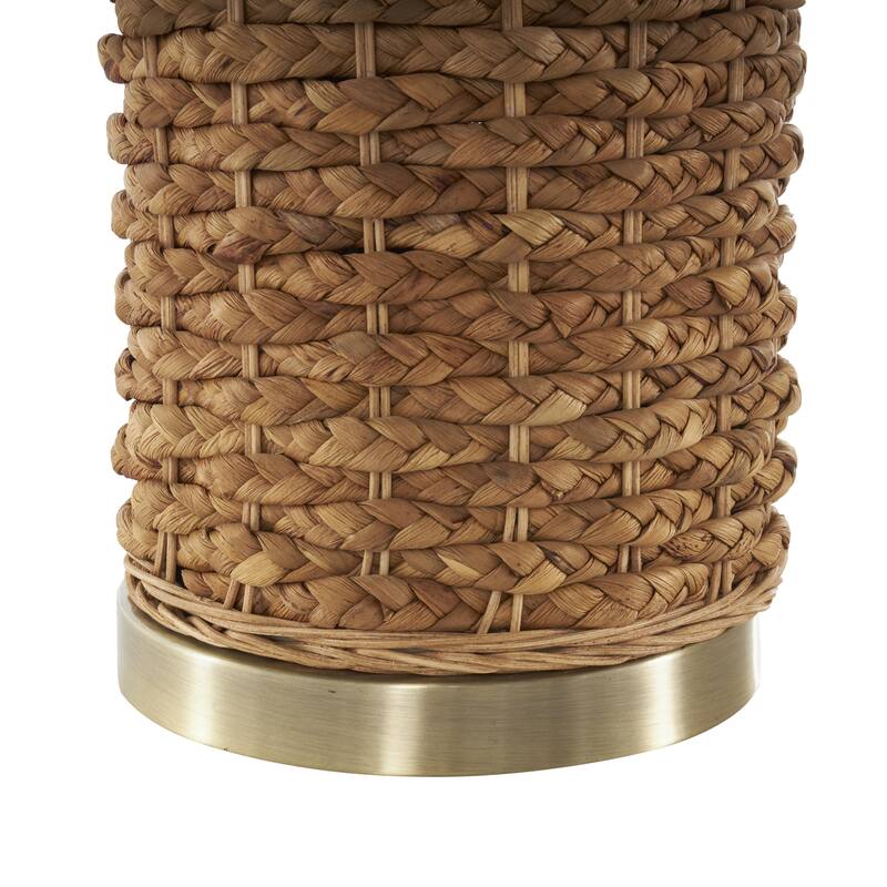 Rattan Handmade Braided Room Table Lamp with Gold Accents - Brown - Roche River Decor
