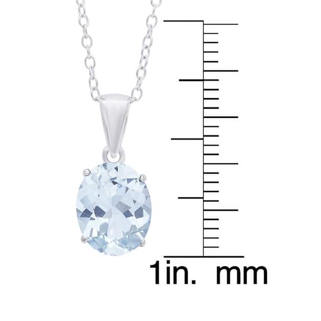 Victoria Townsend .925 Sterling Silver Oval Aqua Topaz Pendant Necklace