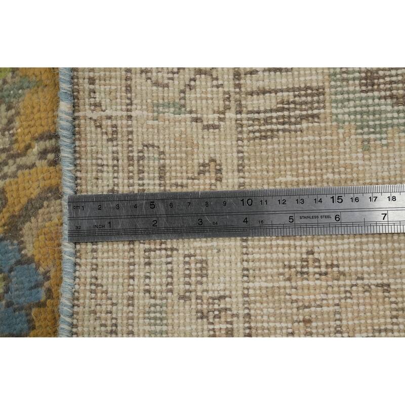 Hand Knotted Oriental 100% Wool Carpet Traditional Floral Yellow & Gold Mashad Area Rug - 12' 11'' X 9' 7''