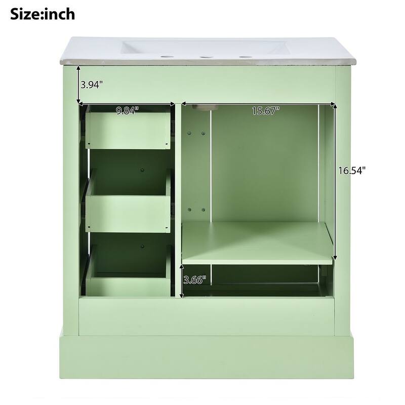 30'' Bathroom Vanity with Top Sink, Freestanding Vanity Set with Mirror Cabinet