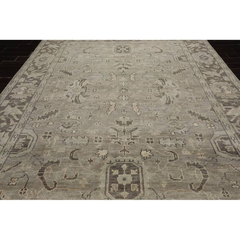 LoomBloom Muted Turkish Oushak Hand Knotted Area Rug Gray Color
