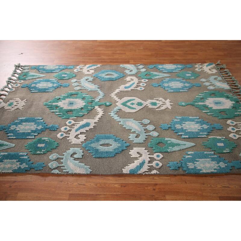 Brown Moroccan Indian Area Rug Hand-Knotted Wool Carpet - 5'1"x 7'11"