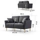 preview thumbnail 38 of 51, 2 Piece Living Room Sofa Set, Velvet Upholstered, Solid Manufactured Frame, Reversible Cushions, Metal Feet, Flared Armrests