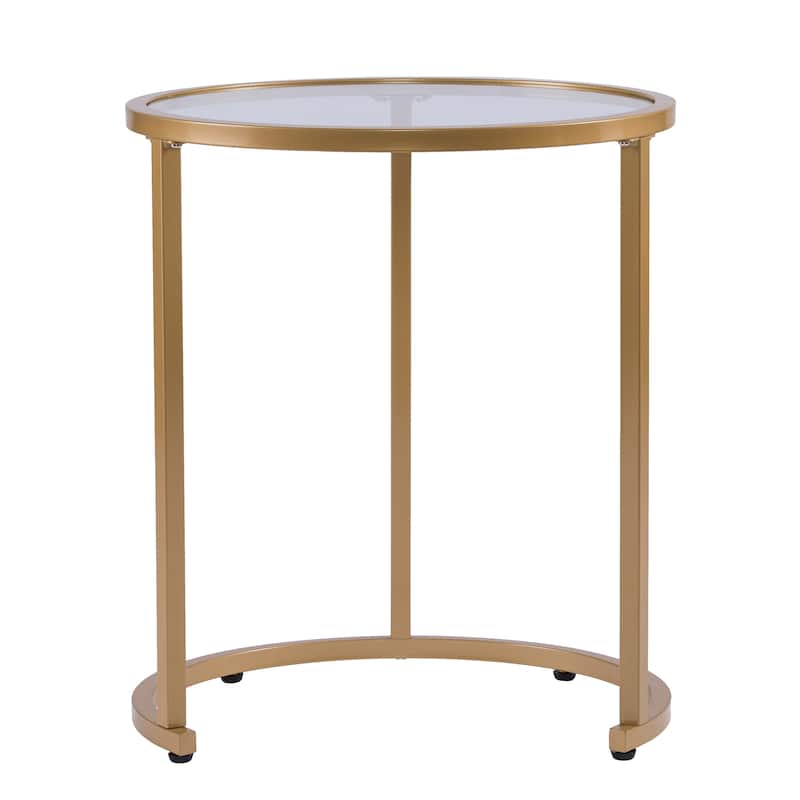 SEI Furniture Grant Gold 2-Piece Round Nesting Side Table Set with Glass Tops