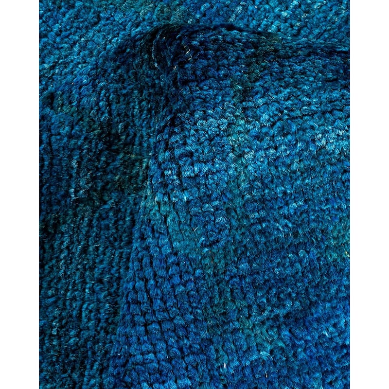 Overton Hand Knotted Wool Vintage Inspired Modern Contemporary Overdyed Blue Area Rug - 4' 3" x 5' 9"