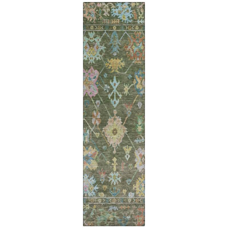 Machine Washable Indoor/ Outdoor Boho Traditional Chantille Rug