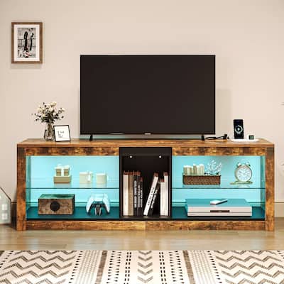 TV Stand for 50/55/60" TV's with Power Outlets & LED Lights - 50 inches