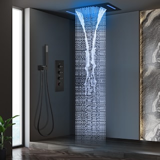 Thermostatic LED Shower System Rainfall Shower Head with Handheld Shower, 23"x15"