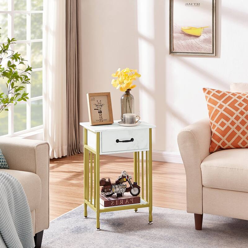 VECELO Modern Nightstand Set of 2 with Drawer and Storage Shelf