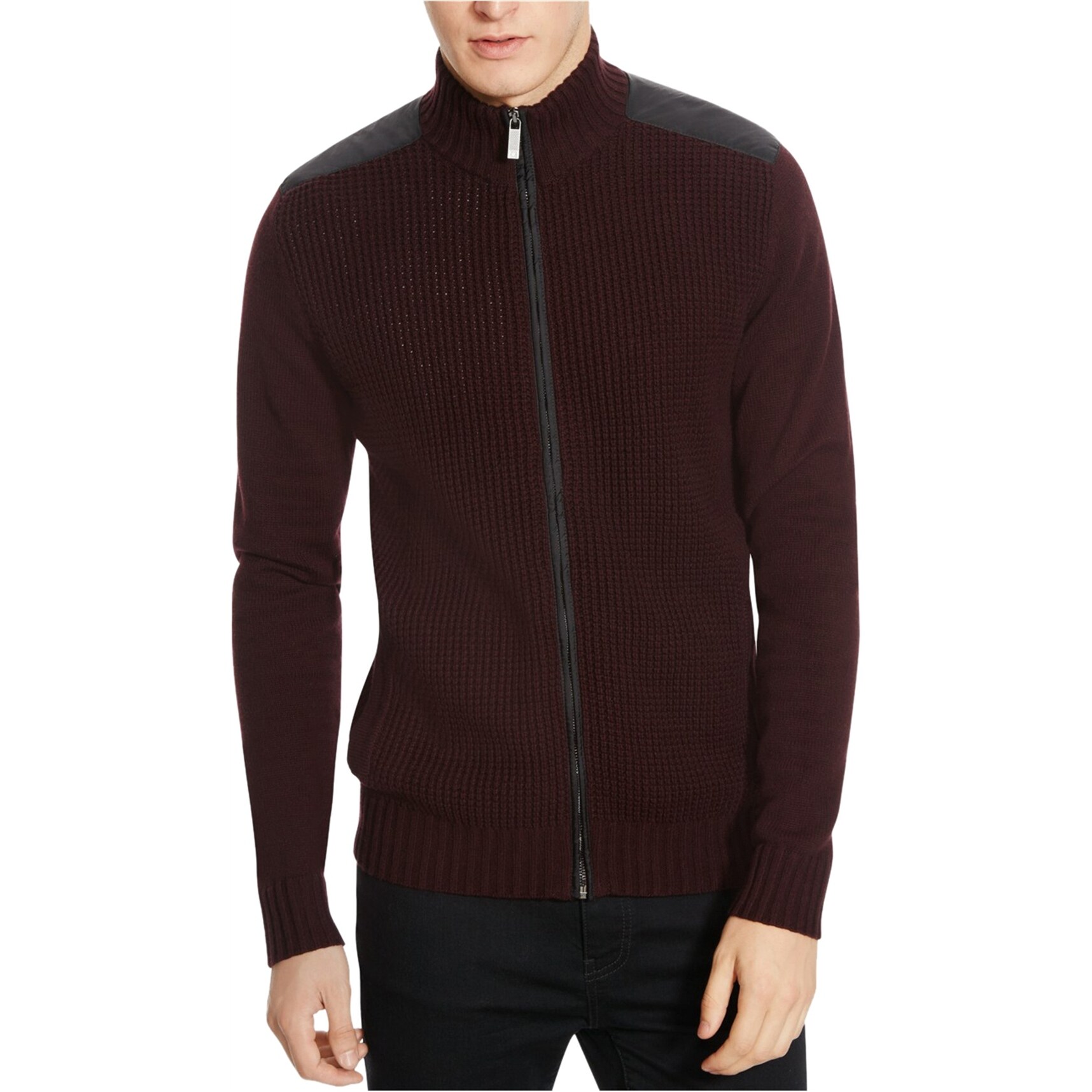 Kenneth Cole Mens Chunky Knit Cardigan Sweater Red Small Overstock