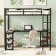 preview thumbnail 1 of 6, Full Metal Loft Bed with Desk and Shelves Black