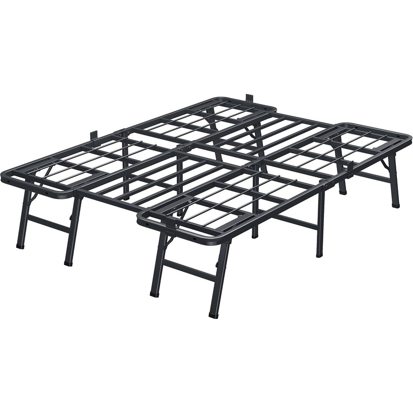 18 Inch Foldable Metal Bed Frame with Noise-Free Design, Easy Assembly, and Under-Bed Storage