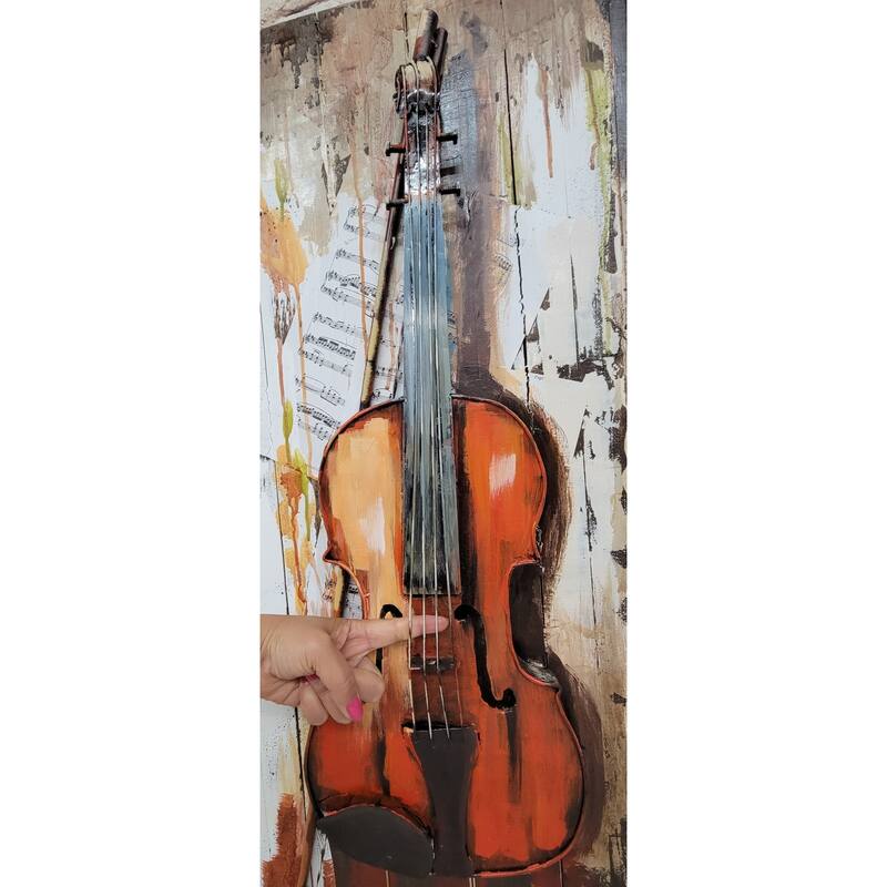 Violin Viola 3D Metal Cutout On Wood Canvas Painting Wall Art Hanging Decor