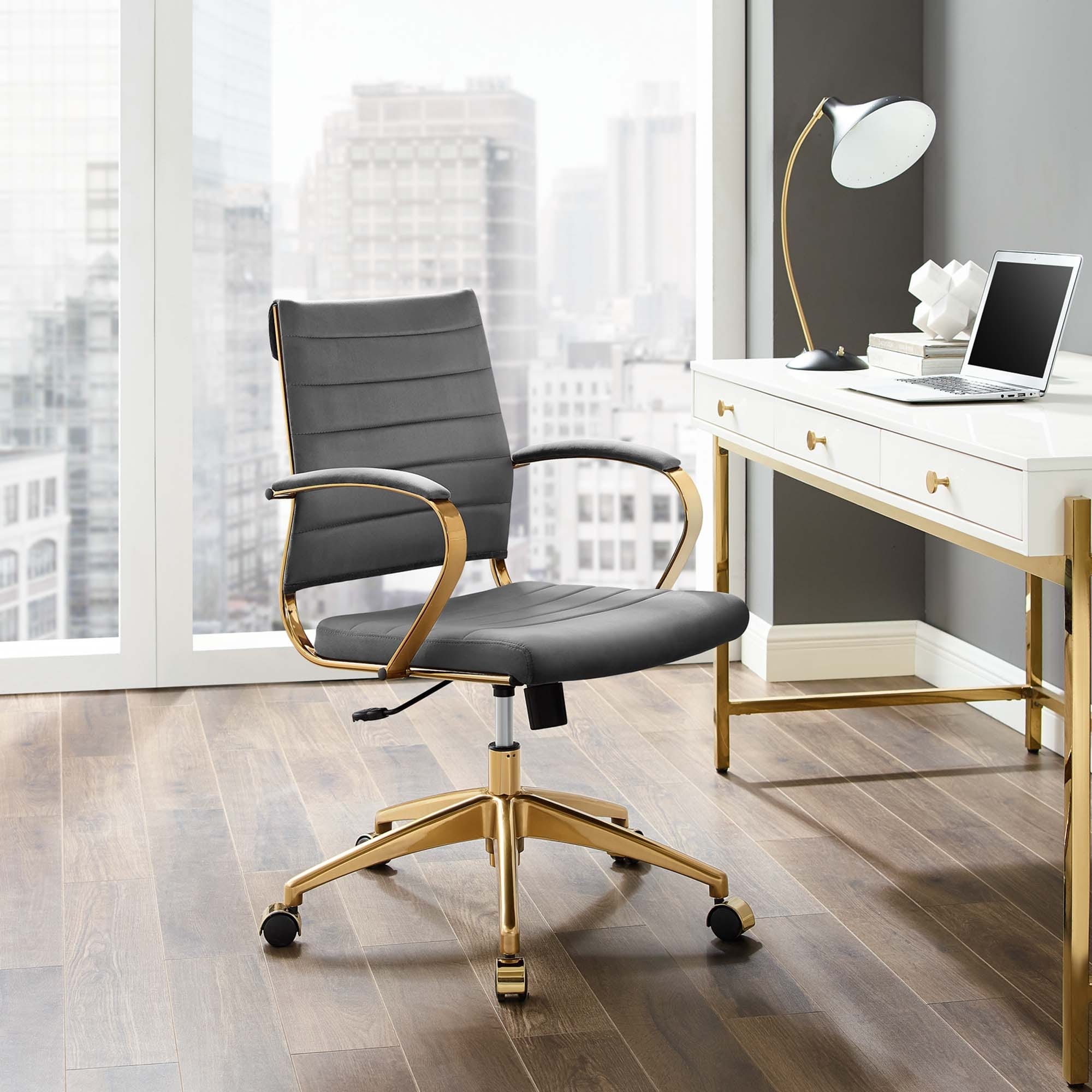 Black velvet office shop chair with arms