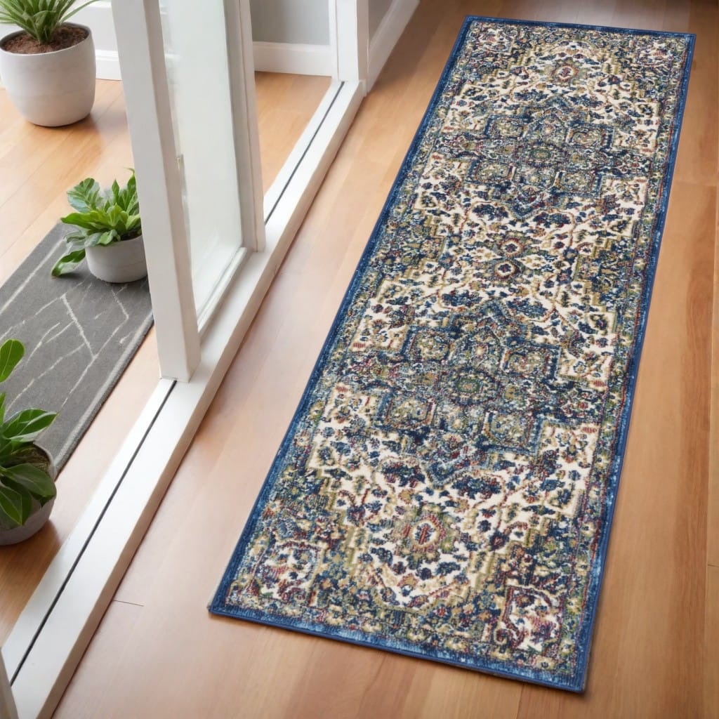 Power Loomed Distressed Abstract Floral Non Skid Area Rug - 72' X '24' X '0.5