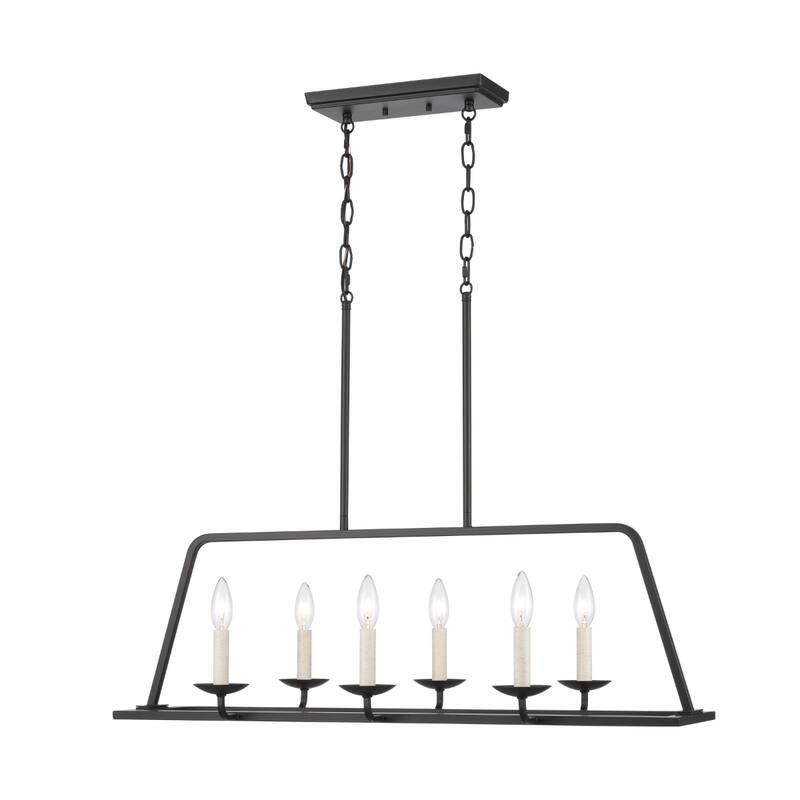 Ellisville 17.25-inch Wide 4-Light Chandelier in Antique Cream - 34in W x 14in D x 12.5in H - Matte Black