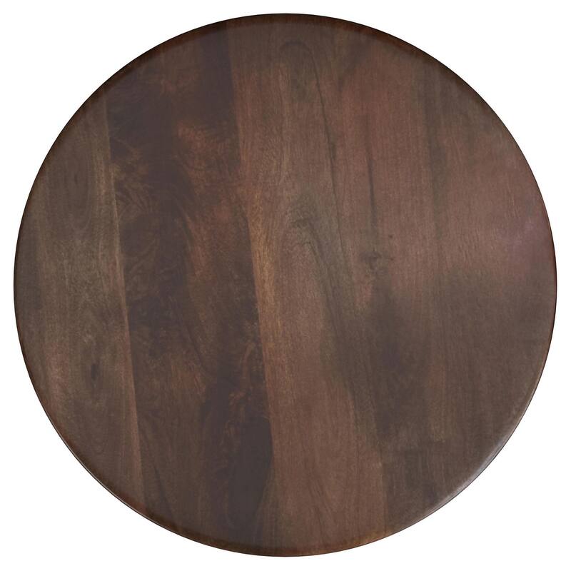 Novo Side End Table, 24 Inch, Three Panel Legs, Brown Mango Wood