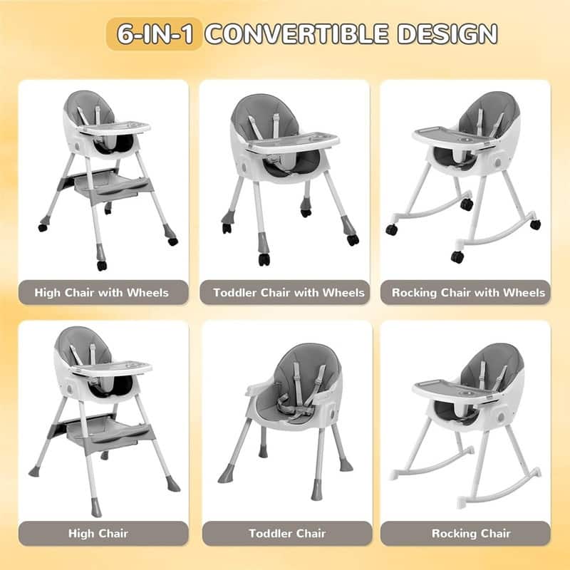 6-in-1 Portable Feeding Rocking Seat Baby High Chair