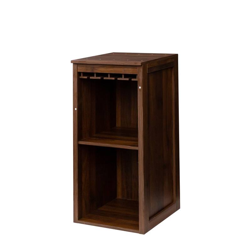 Roomfitters Modular Wine Bar Cabinet with Storage Shelves and Hutch, Wooden Buffet Cabinet for Dining Room, Walnut