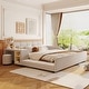 preview thumbnail 2 of 10, Queen Size Upholstered Mother & Child Platform Bed w/ Bedside Desk & Little Round Stool