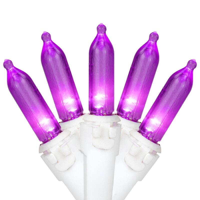 LED Mini Christmas Lights - Purple - 16.25' White Wire - 50ct