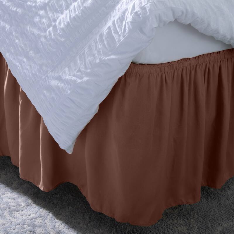 Home Details Wrap Around Bed Ruffle Twin/Full in Chocolate