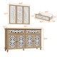 preview thumbnail 20 of 31, Rustic Carved Wood Sideboard Cabinet with Bonus Matching Wall Art Buffet Console Table