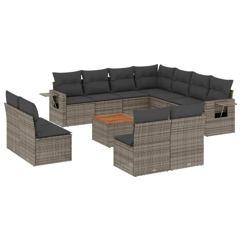 vidaXL Garden Sofa Set PE rattan Large Modular Garden Sofa Set - 21.7 x 21.7 x 14.6 in (W x L x H)