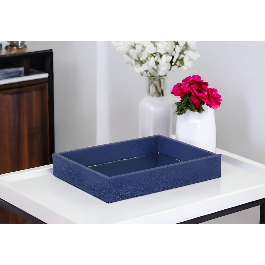 10" Navy Blue Rectangular Wood Handmade Tray