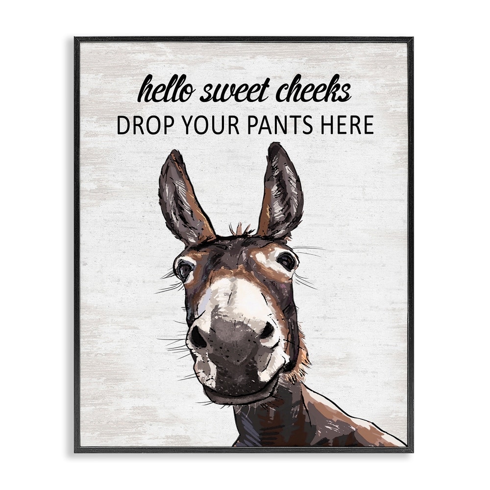 Stupell Sweet Cheeks Laundry Donkey Framed Giclee Art Design By Lettered and Lined