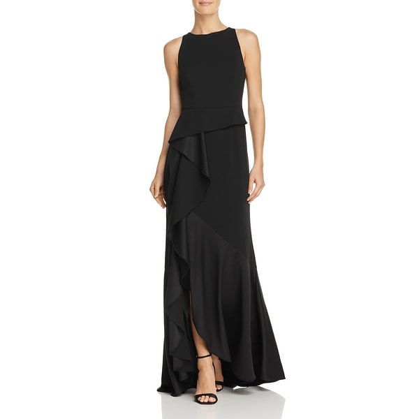 adrianna papell cascade ruffle evening dress