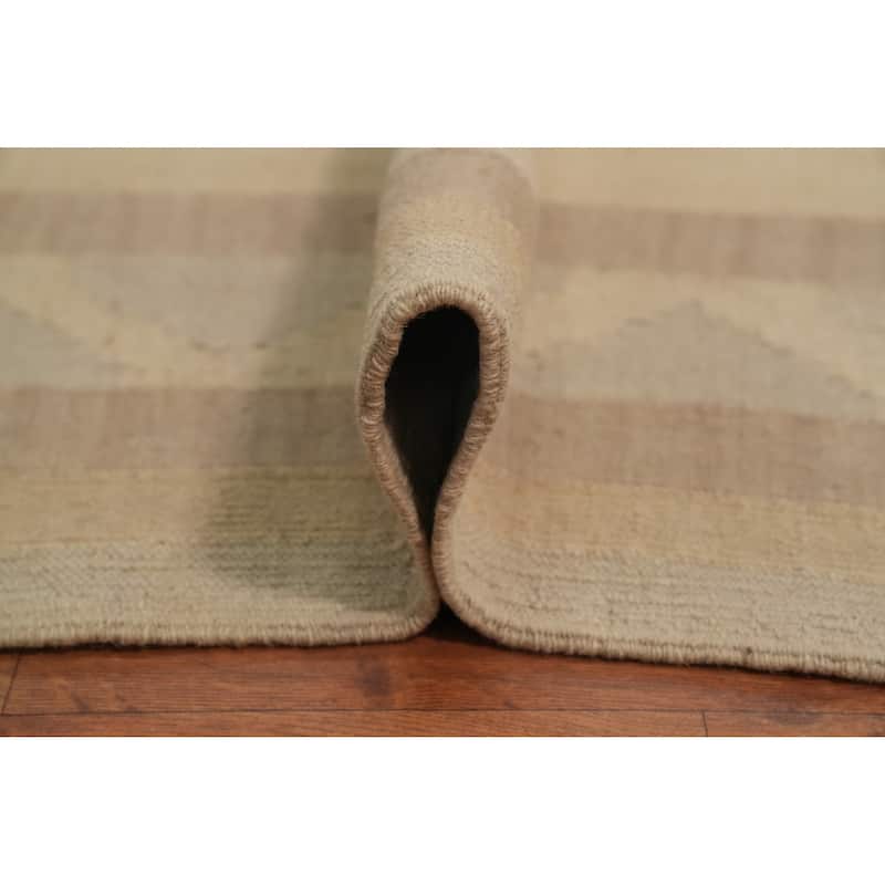 Hand Woven Oriental 100% Wool Carpet Southwestern Tribal Greys & Charcoal Kilim Area Rug - 9' 10'' X 6' 4''