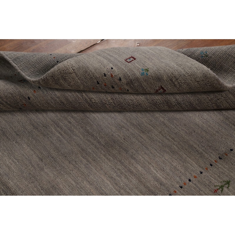 Tribal Gray Gabbeh Oriental Area Rug Handmade Wool Carpet - 5'3"x 7'7"