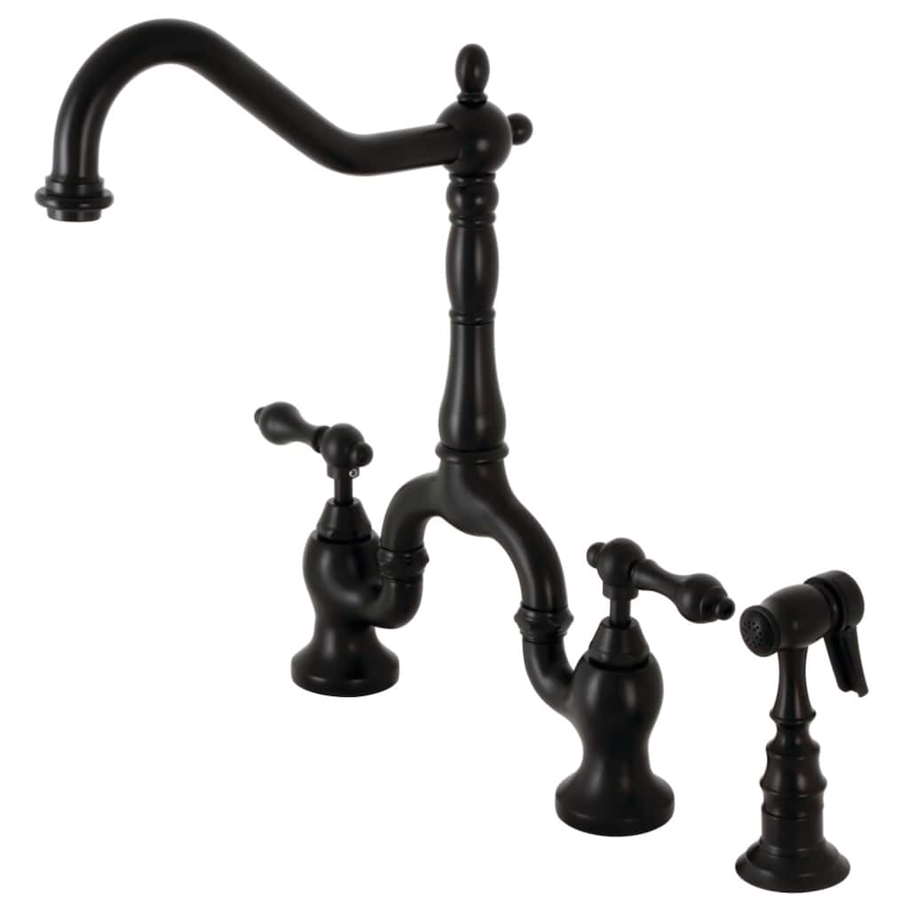 English Country Bridge Kitchen Faucet with Brass Sprayer