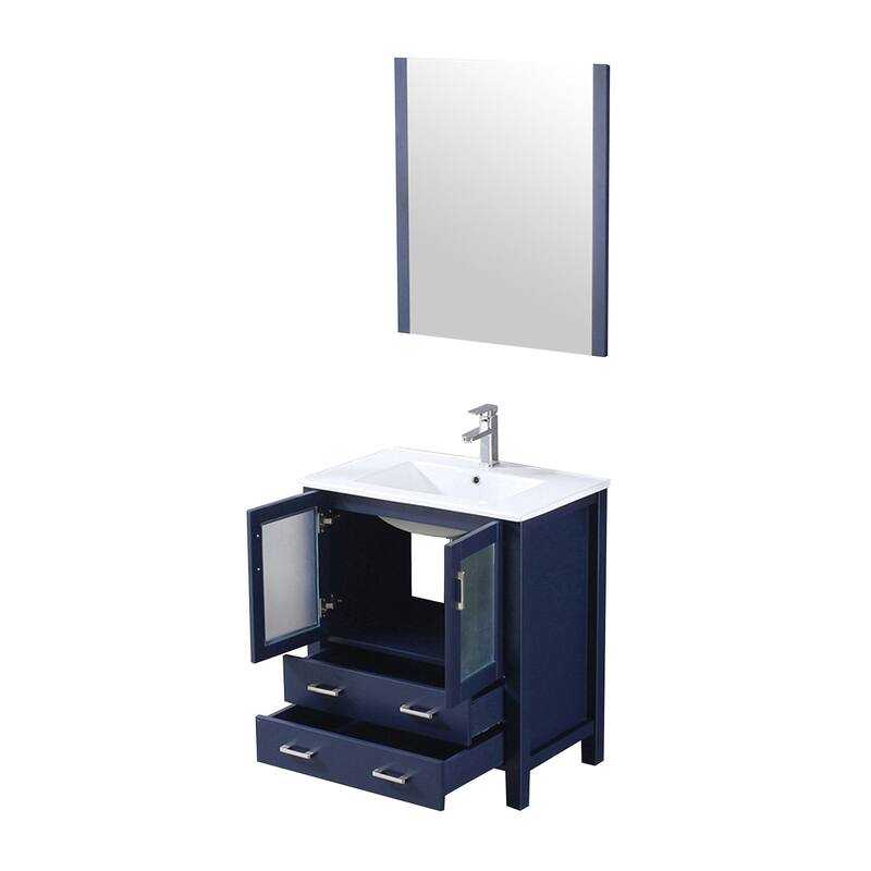 30-inch Bathroom Vanity with Ceramic Top, Stainless Steel Faucet, and Mirror - Scratch & Stain Resistant Surface