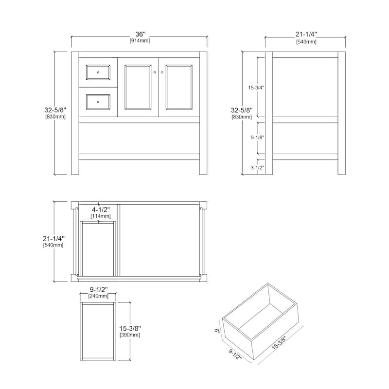 Davis 36" Single Bathroom Vanity Set