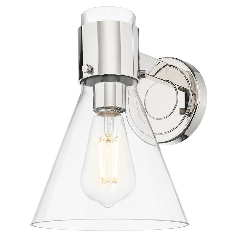 Innovations Lighting 464-1W-G464C-7CL Lawton Cone 9" Tall Bathroom - Polished Nickel