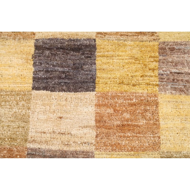 Checkered Gabbeh Kashkoli Oriental Area Rug Hand-knotted Wool Carpet - 3'11" x 5'7"