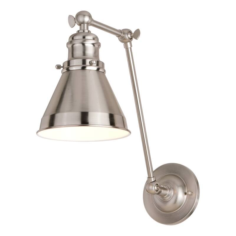 Bellevue VXWS46410 Syler 13" Tall Adjustable Reading Light - Satin Nickel / Matte White